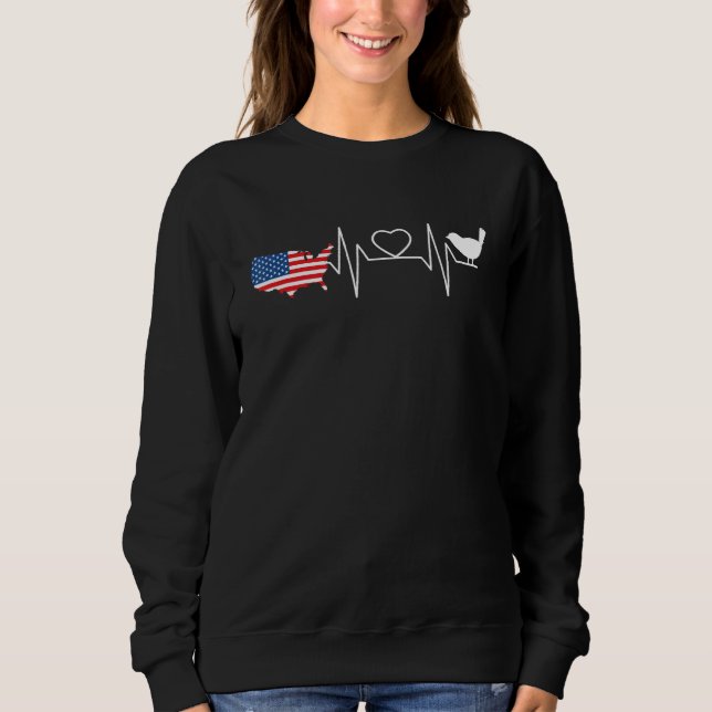 Sudadera Birdwatching Heartbeat Patriotic American Flag USA (Anverso)