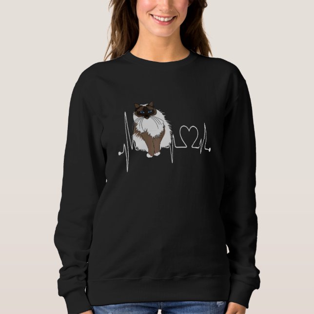 Sudadera Birman Cat Heartbeat EKG  Cat Kitten  Design (Anverso)