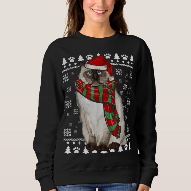 Sudadera Birman Cat Santa Hat Xmas Navidades feos (Anverso)