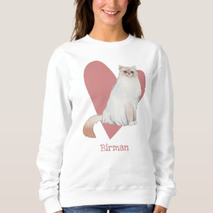 Sudadera Birman Cat Watercolor Kitty Pink Heart