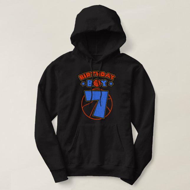 Sudadera Birthday Boy 7 Tema del baloncesto Bday Fiesta 7Ce (Diseño del anverso)