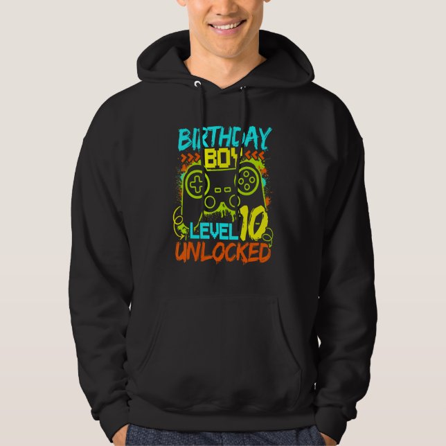 Sudadera Birthday Boys Level 10 Unlocked Video Gamer (Anverso)