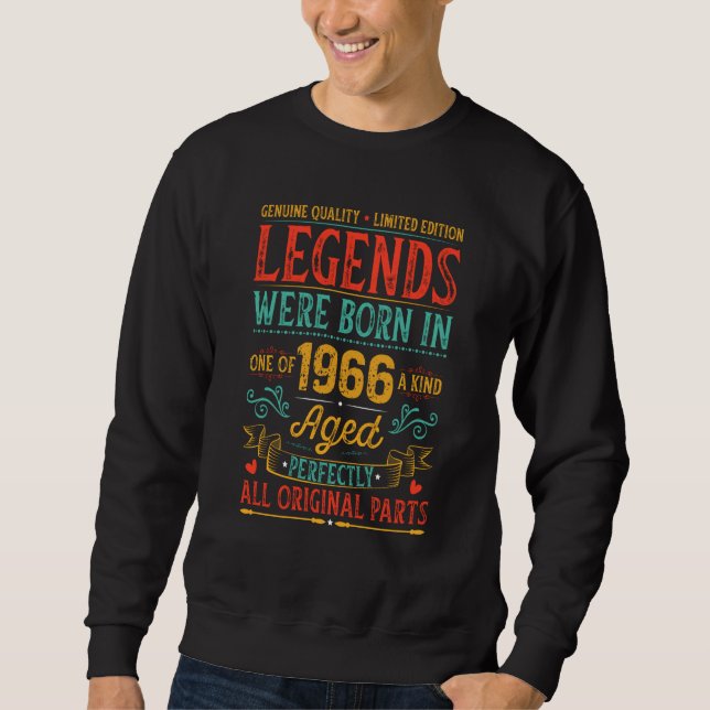 Sudadera Birthday Legends Were Born In 1966 Retro Original  (Anverso)