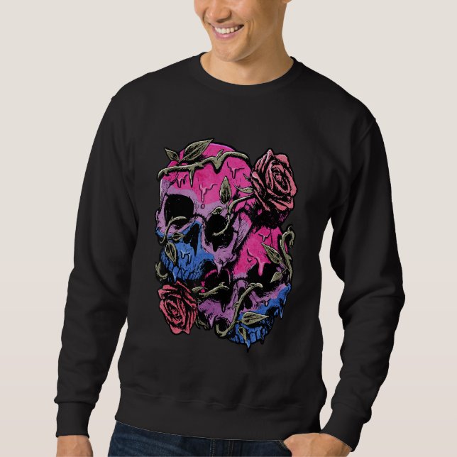 Sudadera Bisexual Bi Pride Flag Gothic Skull (Anverso)