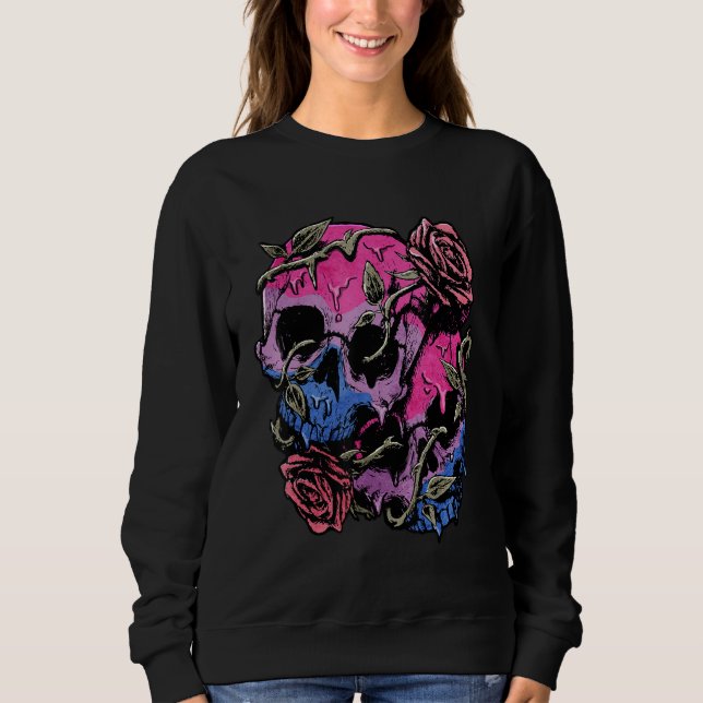Sudadera Bisexual Bi Pride Flag Gothic Skull (Anverso)