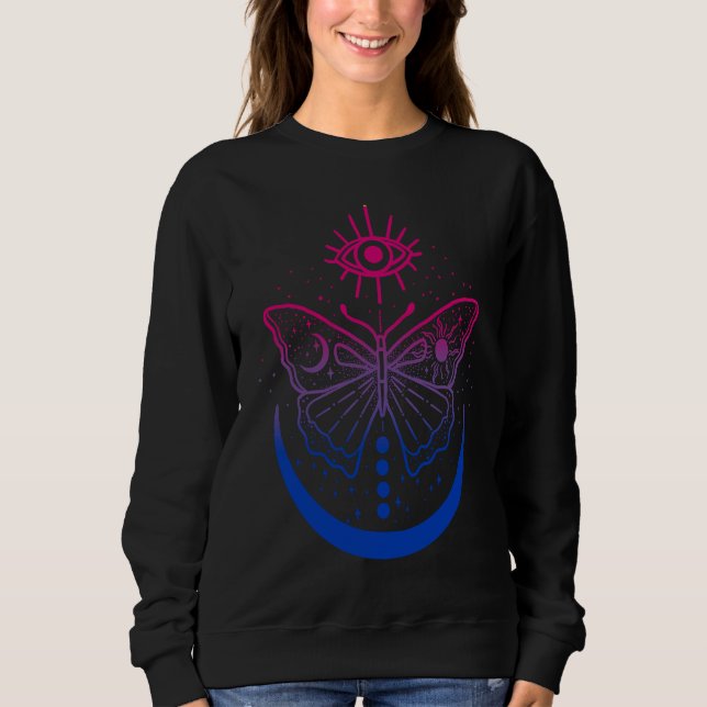 Sudadera Bisexual Bi Pride Moon and Butterfly LGBTQ LGBT Ga (Anverso)