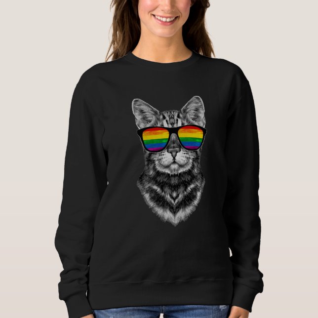 Sudadera Bisexual Gay Pride Cat LGBT LGBTQ Sunglasses Pride (Anverso)