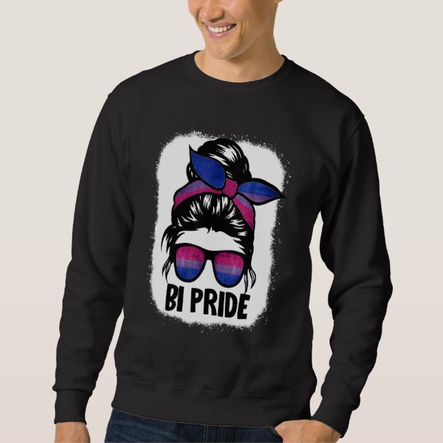 Sudadera Bisexual Messy Bun Lgbt Q Guay sutil Bi Pride Fla (Anverso)