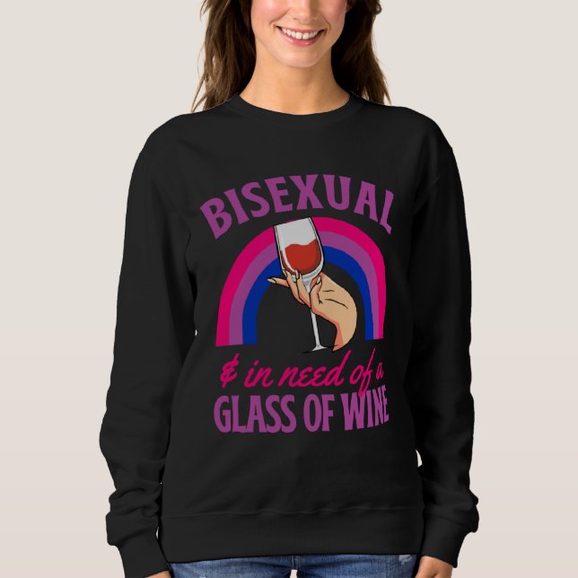 Sudadera Bisexual y necesitado de un vaso de vino Orgullo B (Anverso)