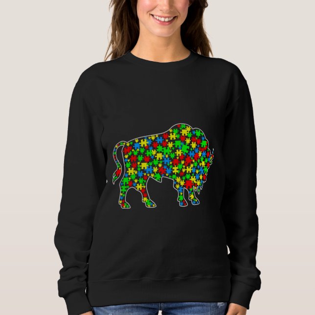 Sudadera Bison Funny Puzzle Animals Autism Awareness (Anverso)