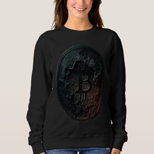 Sudadera Bitcoin Coin Crypto Illustration Dark Black (Anverso)