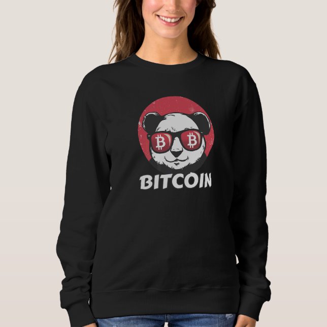 Sudadera Bitcoin Cute Crypto Panda Sun Glasses Retro (Anverso)