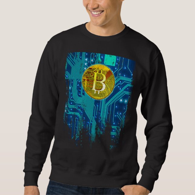 Sudadera Bitcoin de criptodivisa y placa de circuito (Anverso)