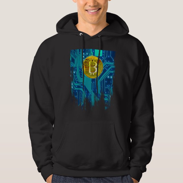 Sudadera Bitcoin de criptodivisa y placa de circuito (Anverso)