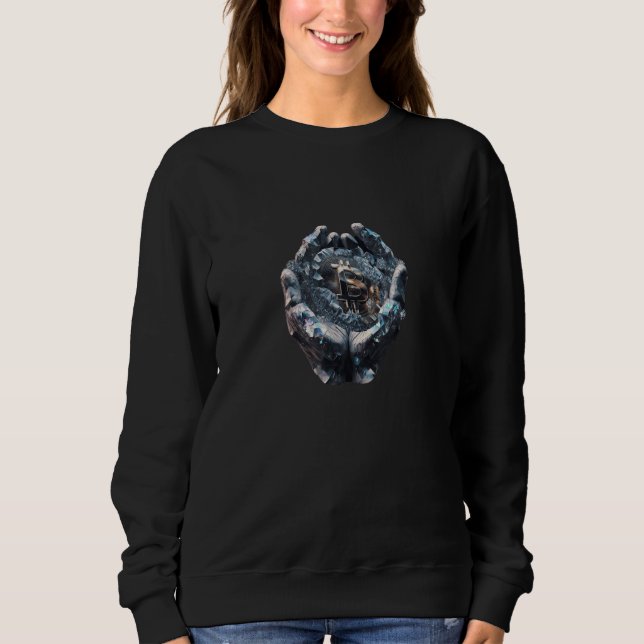 Sudadera Bitcoin Diamond Hands Holding Crystal (Anverso)