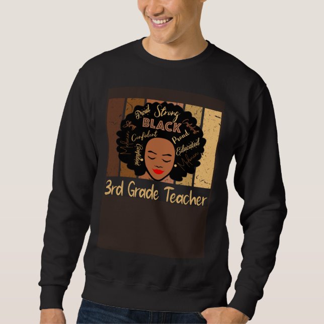 Sudadera Black 3rd Grade Teacher Love African American (Anverso)