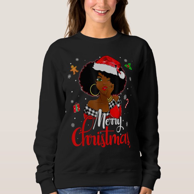 Sudadera Black African Girl American Melanin Christmas Sant (Anverso)