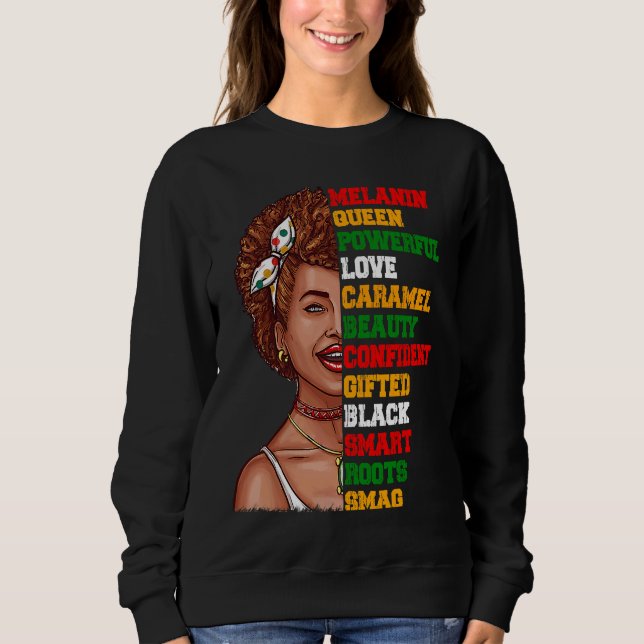 Sudadera Black African Queen Words Girl Afro Natural Hair M (Anverso)
