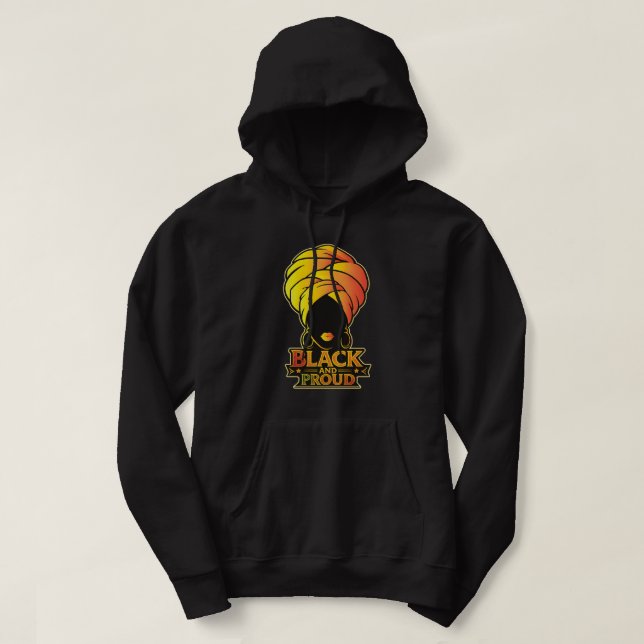 Sudadera Black and Proud – Afro Queen Art (Diseño del anverso)