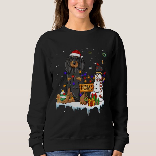 Sudadera Black And Tan Coonhound Dog With Santa Hat Christm (Anverso)