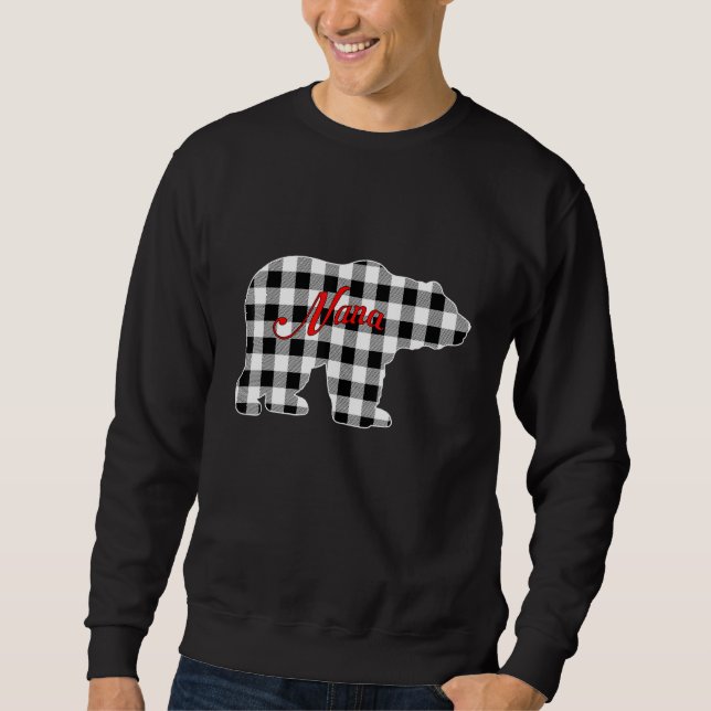 Sudadera Black And White Buffalo Plaid Nana Bear Christmas  (Anverso)