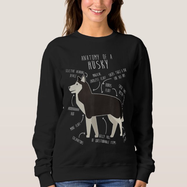 Sudadera Black and White Siberian Husky Dog Anatomy  Pet Mo (Anverso)