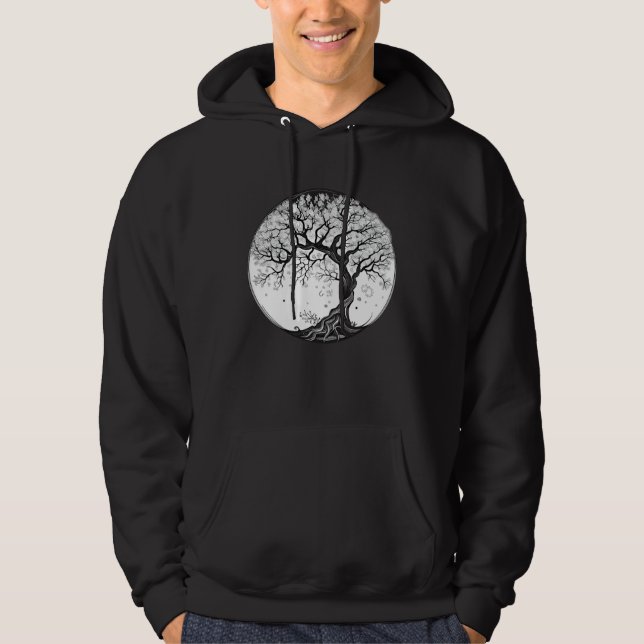 Sudadera black and white Yggdrasil cherry blossom tree of l (Anverso)