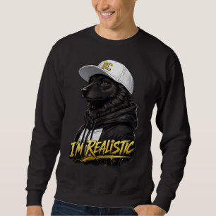 Sudadera Black Anime Dog Streetwear Art I'm Realistic