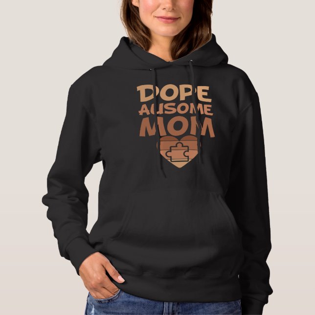 Sudadera Black Autism Mom Ausome Mom Puzzle Piece Love Neur (Anverso)