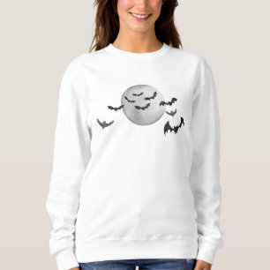 Sudadera Black Bat and Moon Black and White Halloween