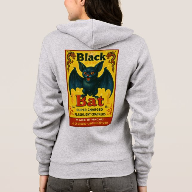 Sudadera Black Bat Vintage Firecracker Label Hoodie (Reverso)