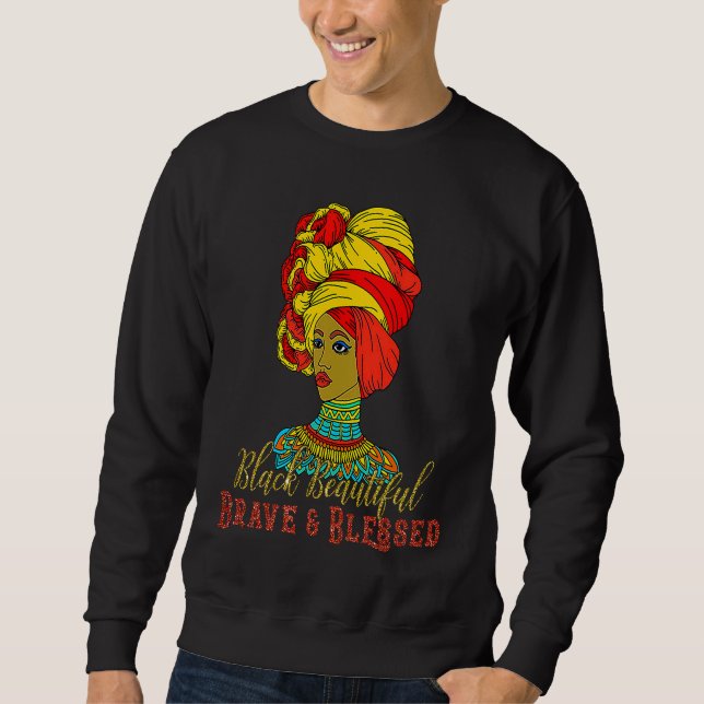 Sudadera Black Beautiful Brave & Blessed Afro Hair Black Qu (Anverso)