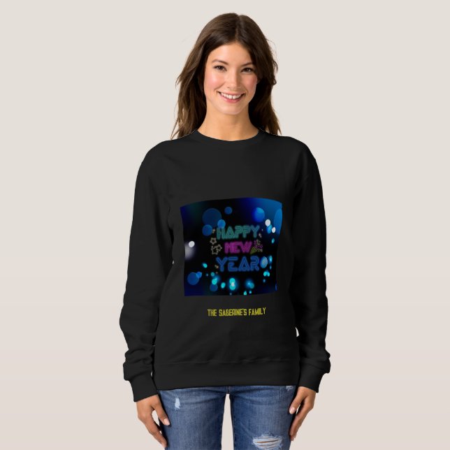 Sudadera Black & Blue Midnight Sparkle Neon Glow New Year  (Anverso completo)