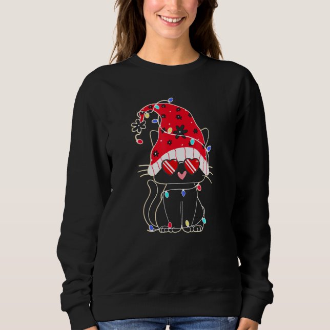 Sudadera Black Cat Christmas Light   Cat   Christmas (Anverso)