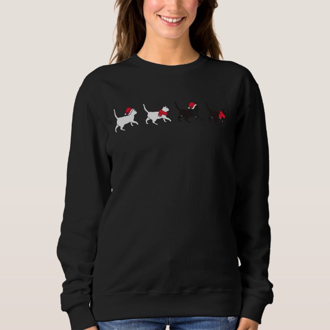 Sudadera Black Cat Christmas Meowy   Cat   Cat Dad Cat Mom (Anverso)