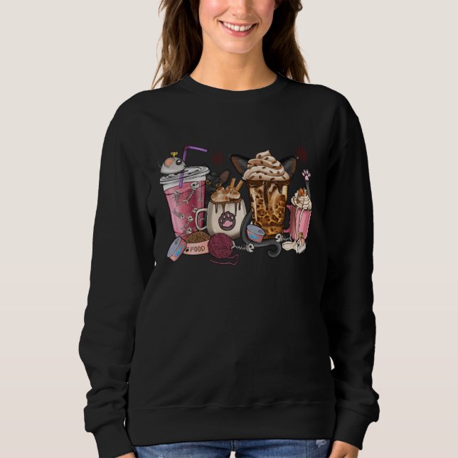 Sudadera Black Cat Coffee Cups Leopard Western Coffee And C (Anverso)