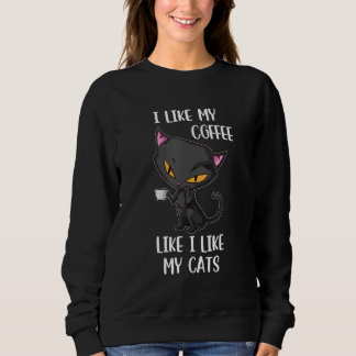 Sudadera Black Cat Coffee I Like My Cats Like I Like Spooky