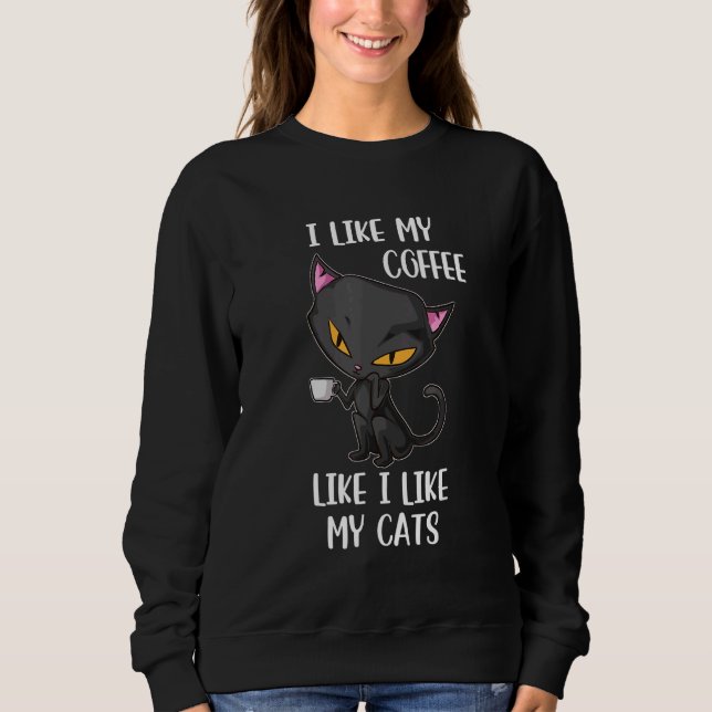 Sudadera Black Cat Coffee I Like My Cats Like I Like Spooky (Anverso)