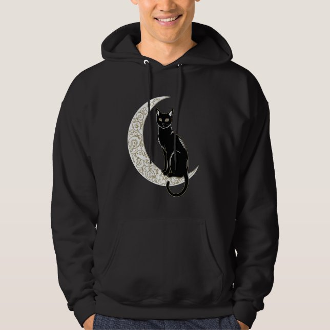 Sudadera Black Cat Crescent Moon Magic Estética (Anverso)