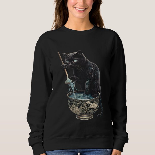 Sudadera Black Cat Fishing Noodles Graphic Tees Men Women B (Anverso)