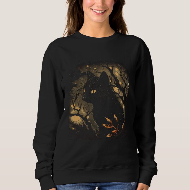 Sudadera Black Cat Forest Graphic Tees Men Women Boys Girls (Anverso)