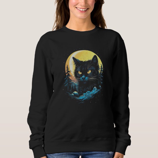Sudadera Black Cat Forest Moon Mystical Black Cat (Anverso)