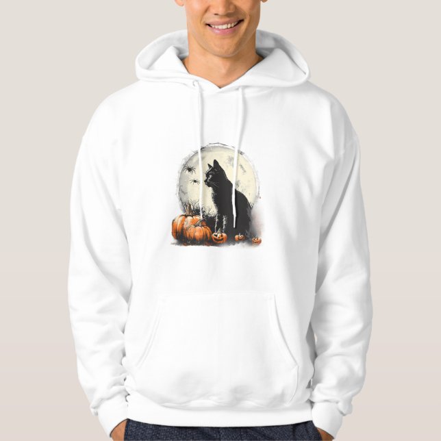 Sudadera Black Cat Halloween Spookan Moon Artwork Pumpkin S (Anverso)
