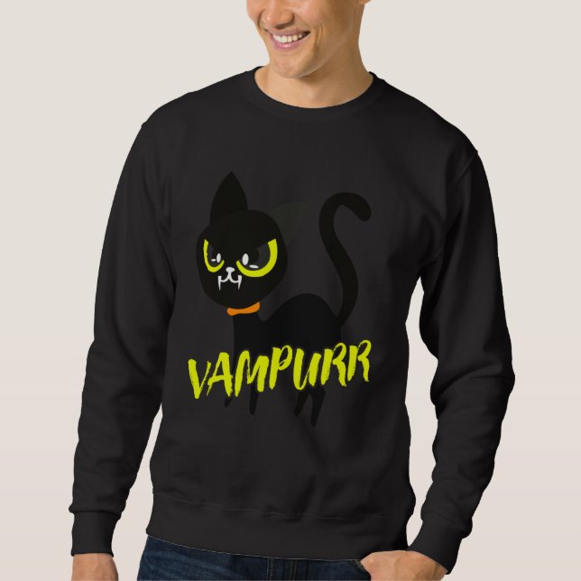 Sudadera Black Cat Halloween Vampurr I Fun Vampire Cat Cost (Anverso)