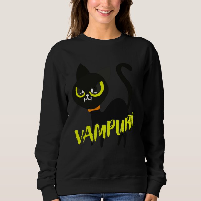 Sudadera Black Cat Halloween Vampurr I Fun Vampire Cat Cost (Anverso)