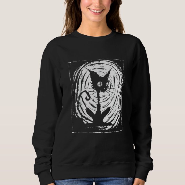 Sudadera Black Cat Lazy Halloween Costume Scary Creepy (Anverso)