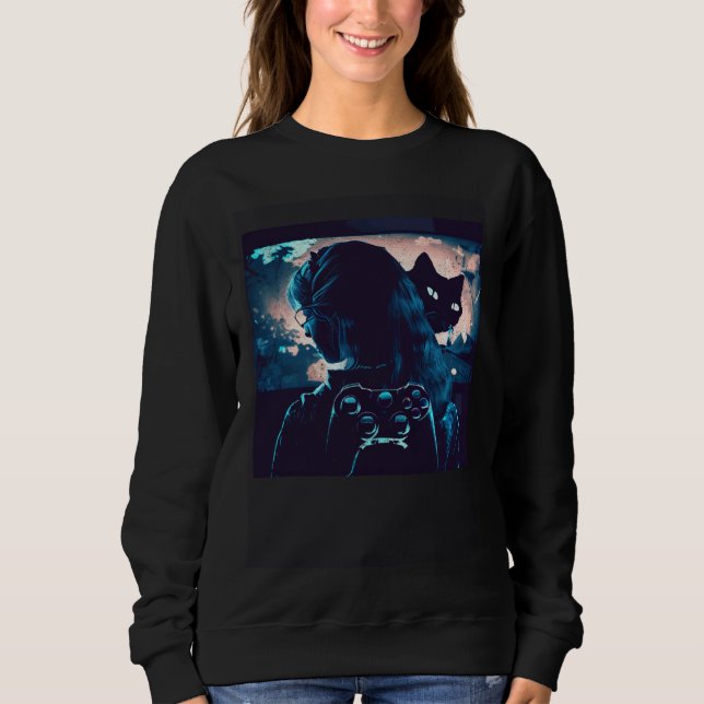 Sudadera Black Cat Love Video Games (Anverso)