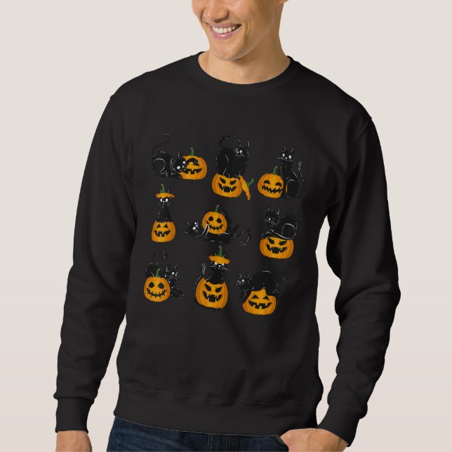 Sudadera Black Cat Play With Pumkin Cat Spooky Season (Anverso)