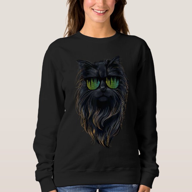 Sudadera Black Cat Shirt Women Men Funny Cat (Anverso)