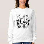 Sudadera Black Cat Society Funny Halloween Cute<br><div class="desc">Un divertido diseño de tipografía para Halloween,  con dos gatos negros. El texto dice: "Sociedad de gatos negros".</div>